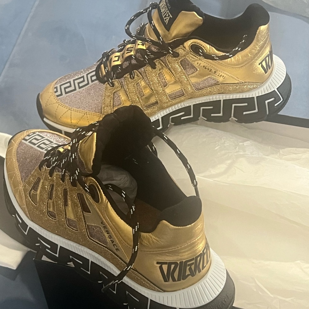 Versace Gold and Black Men's Sneakers